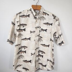 Columbia White and Black Casual Button Down Shirt